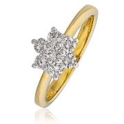 Diamond Seven Stone Cluster Ring 0.50ct, 18k Gold