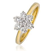 Diamond Seven Stone Cluster Ring 0.75ct, 18k Gold