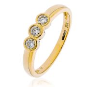 Diamond Trilogy Ring Bezel/Rub-Over Set 0.25ct, 18k Gold