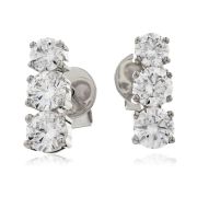 Diamond 3 Stone Trilogy Earrings 1.00ct, 18k White Gold