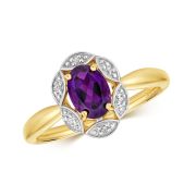 Diamond & Amethyst Ring 0.71ct. 9k Gold