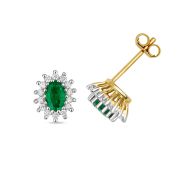 Diamond and Emerald Earrings 1.35ct. 9k Gold