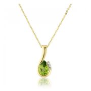 Mark Milton Diamond and Peridot Pear Cut Necklace, 9k Gold