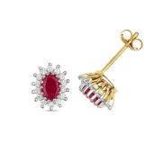 Diamond and Ruby Earrings 0.31ct, 9k Gold