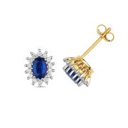 Diamond and Blue Sapphire Earrings 0.31ct, 9k Gold