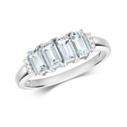 Diamond & Aquamarine Ring 0.94ct. 9k White Gold
