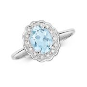 Diamond & Aquamarine Ring 0.99ct, 9k White Gold