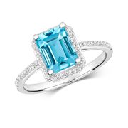 Diamond & Blue Topaz Ring 2.15ct. 9k White Gold