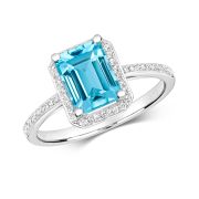 Diamond & Blue Topaz Ring 2.15ct. 9k White Gold