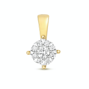 Diamond Brilliant Cluster Pendant 0.13ct, 9k Gold