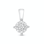 Diamond Brilliant Cluster Pendant 0.13ct, 9k White Gold