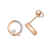 Diamond Circular Stud Earrings 0.08ct. 9k Rose Gold