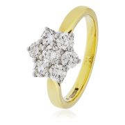 Diamond Cluster Seven Stone Ring 1.00ct, 18k Gold