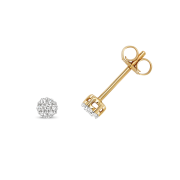Diamond Cluster Stud Earrings 0.07ct, 9k Gold
