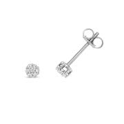 Diamond Cluster Stud Earrings 0.07ct. 9k White Gold