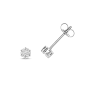 Diamond Cluster Stud Earrings 0.12ct, 9k White Gold