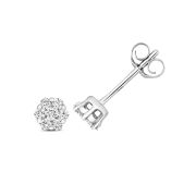 Diamond Cluster Stud Earrings 0.15ct, 9k White Gold