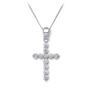 Diamond Cross Necklace 0.30ct, 18k White Gold