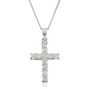 Diamond Cross Necklace 18k White Gold, 1.00ct G/SI