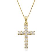 Diamond Cross Necklace 18k Gold, 1.50ct G/SI1