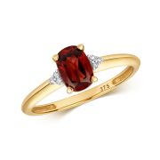 Diamond & Garnet Ring 1.29ct. 9k Gold