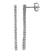 Diamond Drop Line Earrings 0.58ct, 18k White Gold