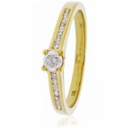 Diamond Engagement Ring with Channel Shoulders 0.30ct. 18k Gold