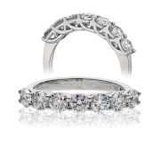 Diamond Half Eternity 7 Stone Ring 0.50ct, 18k White Gold