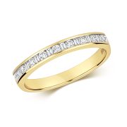 Diamond Half Eternity Ring Round & Baguettes 0.27ct, 9k Gold