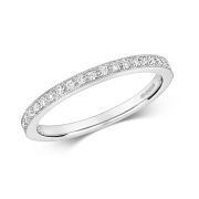 Diamond Half Eternity Ring with Milgrain 0.12ct. 9k White Gold