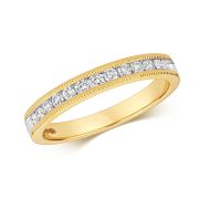 Diamond Half Eternity Ring With Milgrain 0.28ct. 9k Gold