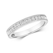 Diamond Half Eternity Ring with Milgrain 0.28ct. 9k White Gold