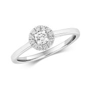Diamond Halo Engagement Ring 0.25ct, 9k White Gold