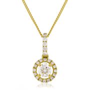 Diamond Halo Pendant Necklace 0.40ct, 18k Gold