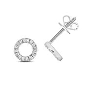 Diamond Halo Stud Earrings 0.12ct, 9k White Gold