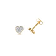 Diamond Heart Pave Earrings 0.10ct. 9k Gold