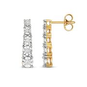 Diamond Illusion Set Drop Earrings 0.10ct, 9k Gold