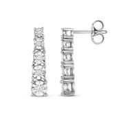 Diamond Illusion Set Drop Earrings 0.10ct, 9k White Gold