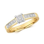 Diamond Illusion Set Engagement Ring 0.16ct, 9k Gold