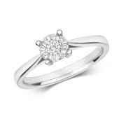 Diamond Illusion Set Engagement Ring 0.18ct, 9k White Gold