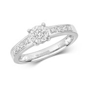 Diamond Illusion Set Engagement Ring 0.21ct, 9k White Gold