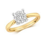 Diamond Illusion Set Engagement Ring 0.30ct, 9k Gold