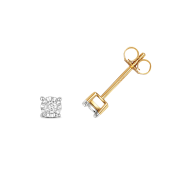 Diamond Illusion Set Stud Earrings 0.10ct, 9k Gold