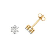 Diamond Illusion Set Stud Earrings 0.15ct, 9k Gold