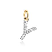 Diamond Initial Y Pendant 0.02ct. 9k Gold