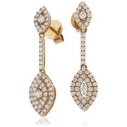 Diamond Marquise Shape Drop Earrings 0.80ct, 18k Rose Gold