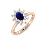 Diamond & Oval Cut Sapphire Ring 0.98ct. 18k Rose Gold