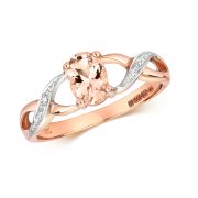 Diamond & Oval Morganite Ring 0.66ct. 9k Rose Gold