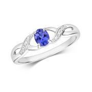 Diamond & Oval Tanzanite Ring 0.33ct. 9k White Gold