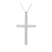 Diamond Pave Cross Necklace 0.45ct, 18k White Gold